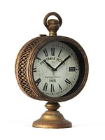 Zentique 13" Bronze and White Distressed Finish Oval Kate Table Clock