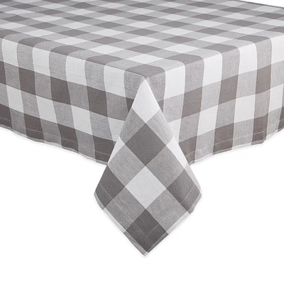 Contemporary Home Living 60" x 84" Gray and White Buffalo Checkered Table Cloth