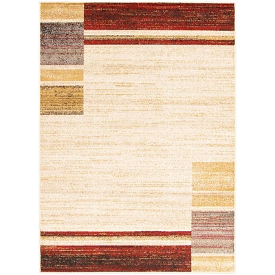 Chaudhary Living 5.25' x 7.25' Cream and Red Abstract Rectangular Area Throw Rug