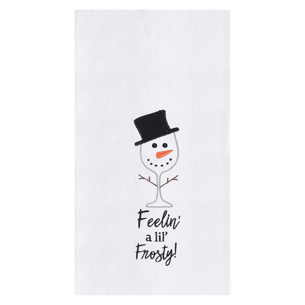 Feeling Frosty Embroidered Cotton Flour Sack Kitchen Towel