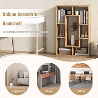 Costway 7-Cube Geometric Bookshelf with Anti-Toppling Device Modern Open Bookcase White/Black/Oak/Rustic Brown/Natural/Grey