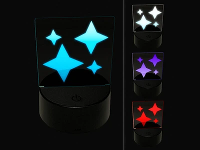 Shiny Sparkle Stars 3D Illusion LED Night Light Sign Nightstand Desk Lamp