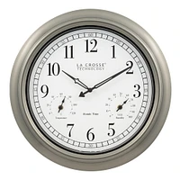 La Crosse Technology 18” White and Silver Indoor or Outdoor Atomic Wall Clock