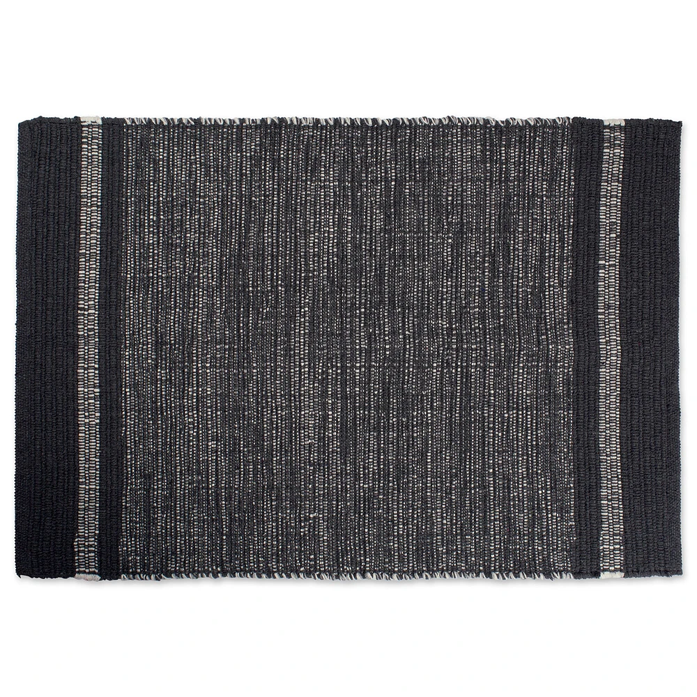 CC Home Furnishings 24" x 36" Gray Variegated Reversible Rectangular Recycled Rag Rug