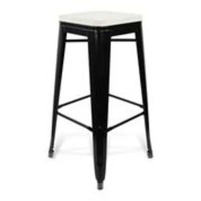 Contemporary Home Living 30.5" Black and White Square Top Bar Stool with Footrest