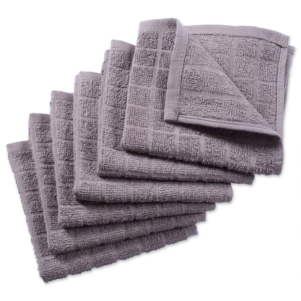 CC Home Furnishings Set of 6 Gray Solid Window Pane Terry Dishcloths 12"