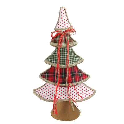 Northlight 23" Red and Green Plaid and Polka Dot Christmas Tree Tabletop Decor