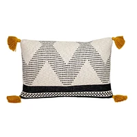 Nassau Collection 24" Beige and Black Knitted Chevron Rectangular Throw Pillow
