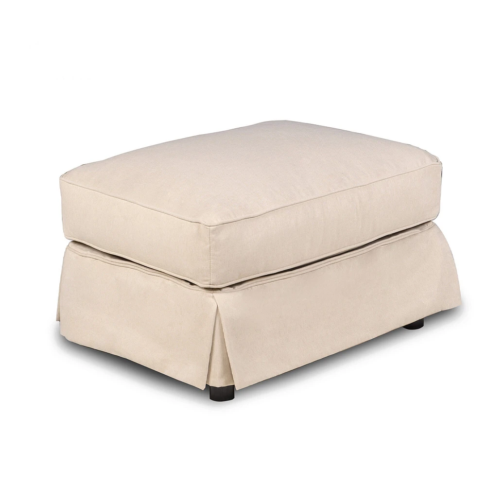 The Hamptons Collection 18" Tan Fabric Elegant Sunset Trading Horizon Slipcovered Comfortable Ottoman