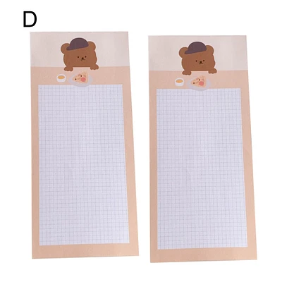 Generic 2Pcs/100 Sheets Note Pad Long Strip Lined Stationery Cute Bear Pattern Message Pad for Students
