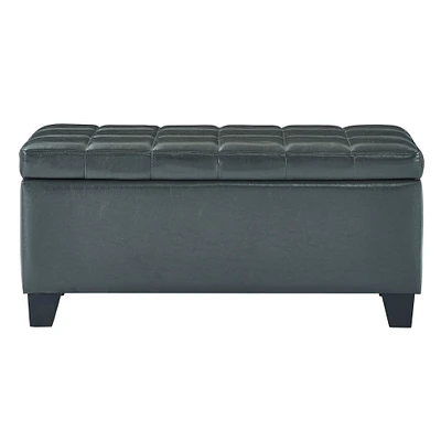 Contemporary Home Living 35.5" Charcoal Gray Solid Rectangular Storage Ottoman
