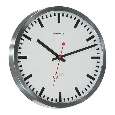 Hermle 12" Silver and White Round Wall Clock