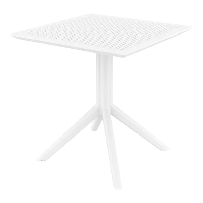 Luxury Commercial Living 29.5" White Square Outdoor Patio Dining Table