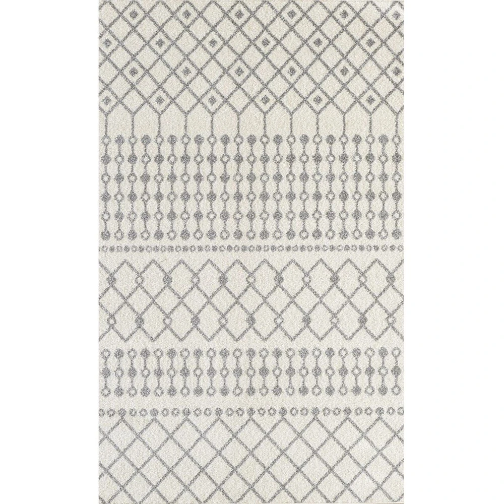 LBaiet 8' x 10' White and Gray Boho Geometric Rectangular Area Throw Rug