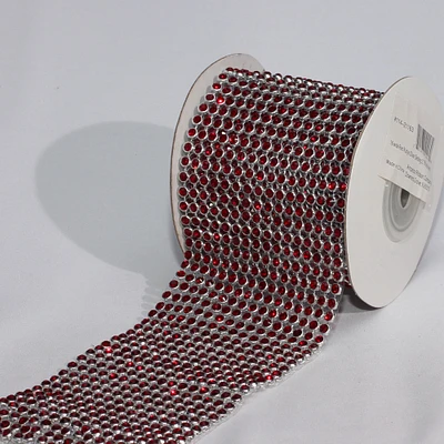 The Ribbon People Crystal Rubies Craft Ribbon Trim with Red and Silver Setting 2.75" x 1.1 Yards