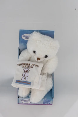 Card It 10" White and Blue Whispers From Heaven Teddy Bear Plush Toy
