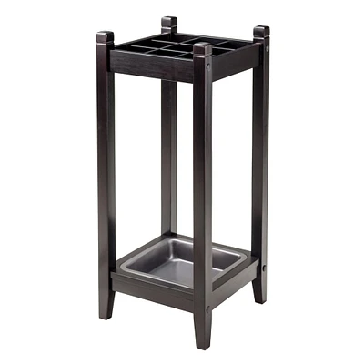 Contemporary Home Living 25.75” Espresso Brown Jana Umbrella Stand with Metal Tray