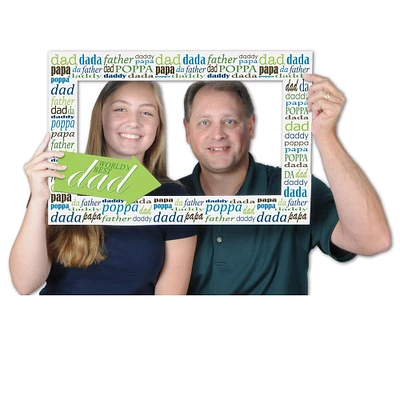 Party Central Club Pack of 12 Green and Blue Father's Day Digital Photo Fun Frame with Handheld Props 23.5"