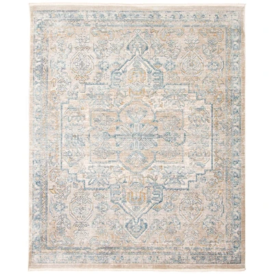 Chaudhary Living 5.25' x 6.5' Beige and Gray Medallion Rectangular Area Throw Rug