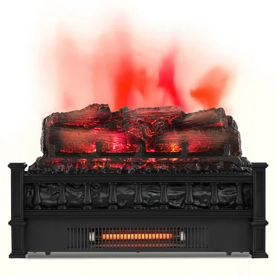 Gymax 20 Infrared Quartz Electric Fireplace Heater W/ Pinewood Ember Bed, Thermostat