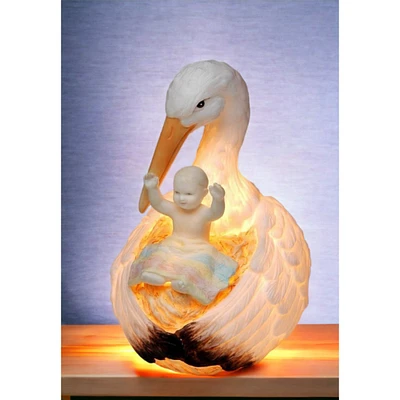 kevinsgiftshoppe Ceramic Stork Holding Baby Nightlight, Home Dcor, Nursery Room Dcor, Baby Registry Gift, Gift for  Parents