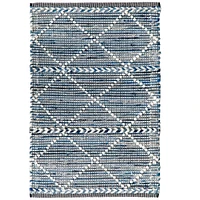 DEERLUX Handknotted Denim Textured Cotton Polyester Flatweave Kilim Rug