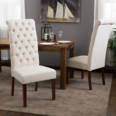 GDF Studio Cooper Tall Natural Fabric Dining Chair (Set of 2)