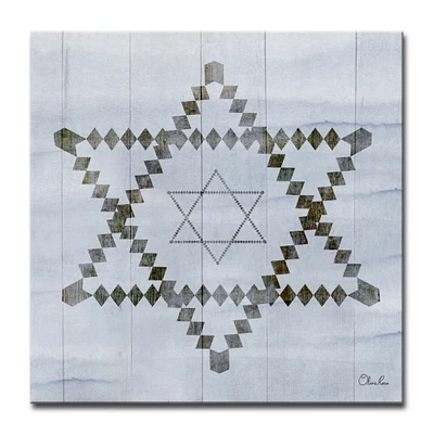Crafted Creations Blue and Black Star of David V Square Wall Art Decor 20" x 20"