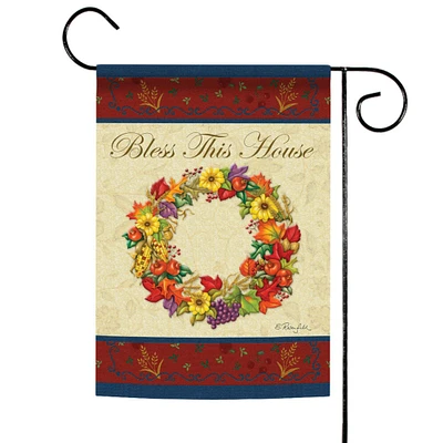 Toland Home Garden Beige and Red Autumn Wreath Bless This Home Outdoor Garden Flag 18" x 12.5"