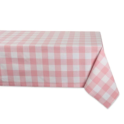 Contemporary Home Living 104" Pale Pink and White Checkered Rectangular Tablecloth