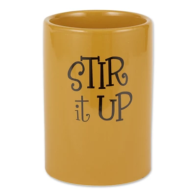 Contemporary Home Living Stir It Up Ceramic Cylindrical Utensil Holder - 7.5" - Gold