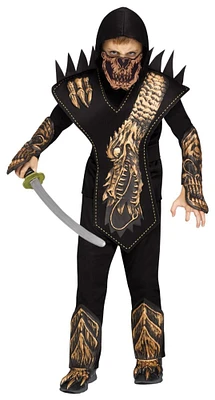 The Costume Center Black and Gold Skull Dragon Ninja Boy Halloween Costume - Medium