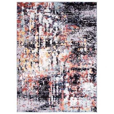 Chaudhary Living 6.5' x 9.5' Gray and Pink Abstract Rectangular Area Throw Rug
