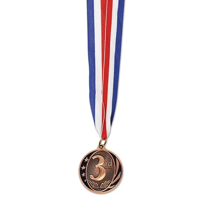 Party Central Club Pack of 12 Bronze and red Third Place Medal with Ribbon Party Favors 32"