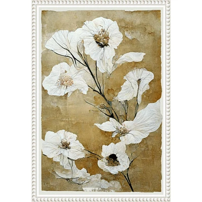 White Dry Flowers by Treechild  Framed Canvas Wall Art