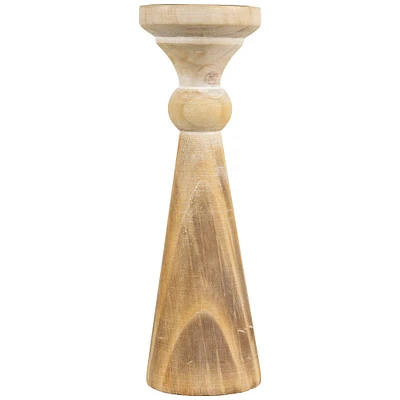 Northlight Two Tone Wooden Pedestal Pillar Candle Holder - 12"