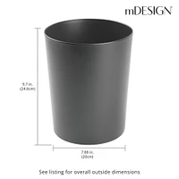 mDesign Small Round Metal 1.7 Gallon Wastebasket/Recycling Can