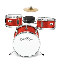 Ashthorpe 3-Piece Complete Junior Drum Set - Beginner Kit with 14" Bass, Adjustable Throne, Cymbal, Pedal & Drumsticks