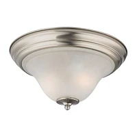 Thomas Kingston 2-Light Flush Mount in Brushed Nickel with White Glass