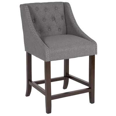 Merrick Lane Hadleigh Upholstered Counter Stool 24" High Transitional Tufted Counter Stool with Accent Nail Trim
