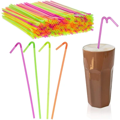 Plastic Drinking Straws, Single Use Bendable Straws (17 x 0.31 In, 300 Pack)