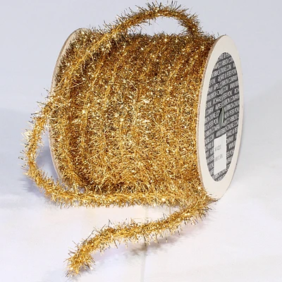 The Ribbon People Gold Colored Thick and Fuzzy Glitter-cord Wired Craft Ribbon 0.374" x 55 Yards