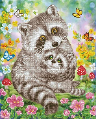 DIAMOND DOTZ ® - Sweet Racoons, Partial Drill, Round Dotz, Diamond Painting Kits, Diamond Art Kits for Adults, Gem Art,  Diamond Art, Diamond Dotz Kits, 16.5"x20.5"