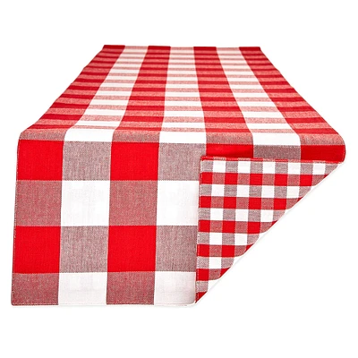 Contemporary Home Living 14" x 108" Red and White Gingham Buffalo Checkered Rectangular Table Runner