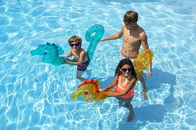 Swimline Set of 2 Blue and Yellow Inflatable Seahorse Swimming Pool Doodles 72"