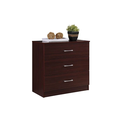 Contemporary Home Living 31.25" Mahogany Brown Rectangular 3 Storage Drawers Bedroom Chest