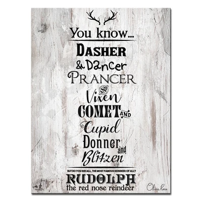Crafted Creations White and Black Christmas Reindeer List Wrapped Rectangular Wall Art Decor 20" x 16"
