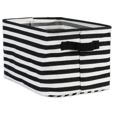 Contemporary Home Living Set of 2 Black and White Rectangular Striped Laundry Baskets, 14"