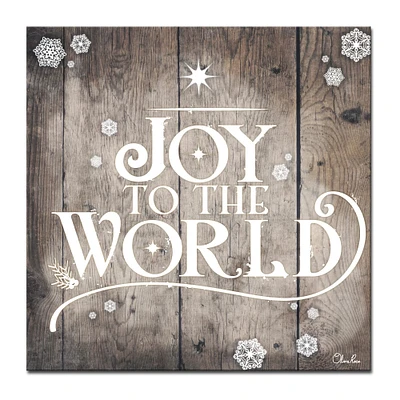 Crafted Creations Brown and White "JOY TO THE WORLD" Christmas Wrapped Square Wall Art Decor 30" x 30"