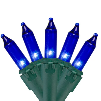 Northlight 35-Count Blue Mini Christmas Light Set, 7ft Green Wire